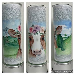 Floral Country Cow Sublimated‎ 20oz Stainless Steel Tumbler
